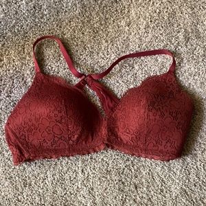 Aerie Berry Red Crossover Bra